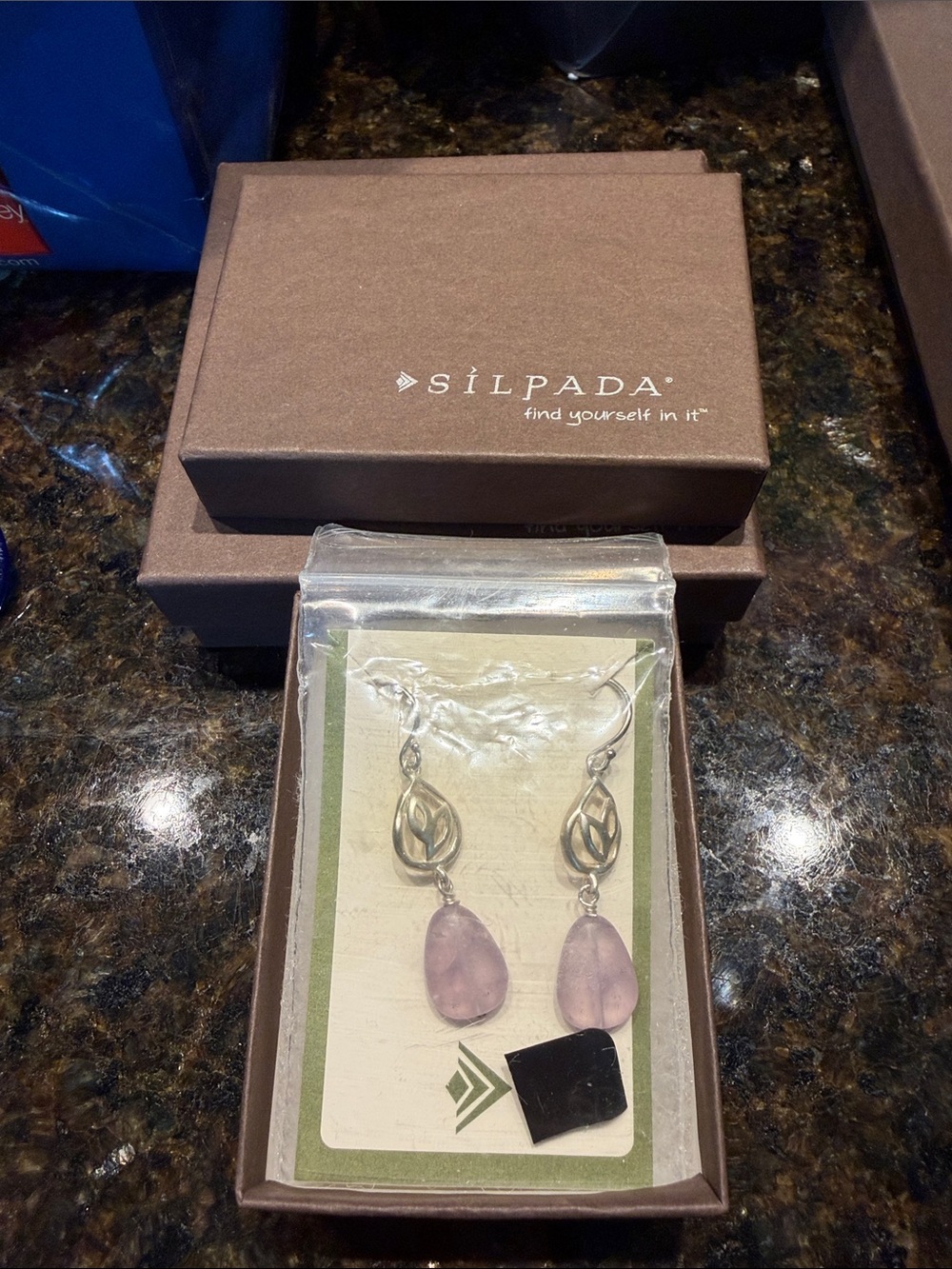 Silpada Silver Dangle Earrings with Lavender Teardrops